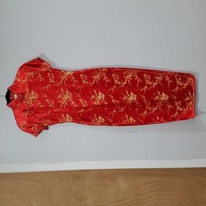 Red Cheongsam Sheath Dress
